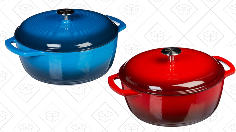AmazonBasics Enameled Cast Iron Dutch Oven | $45 | Amazon | Blue and Red colors